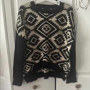 Active USA Black and Cream Knit Sweater S/M